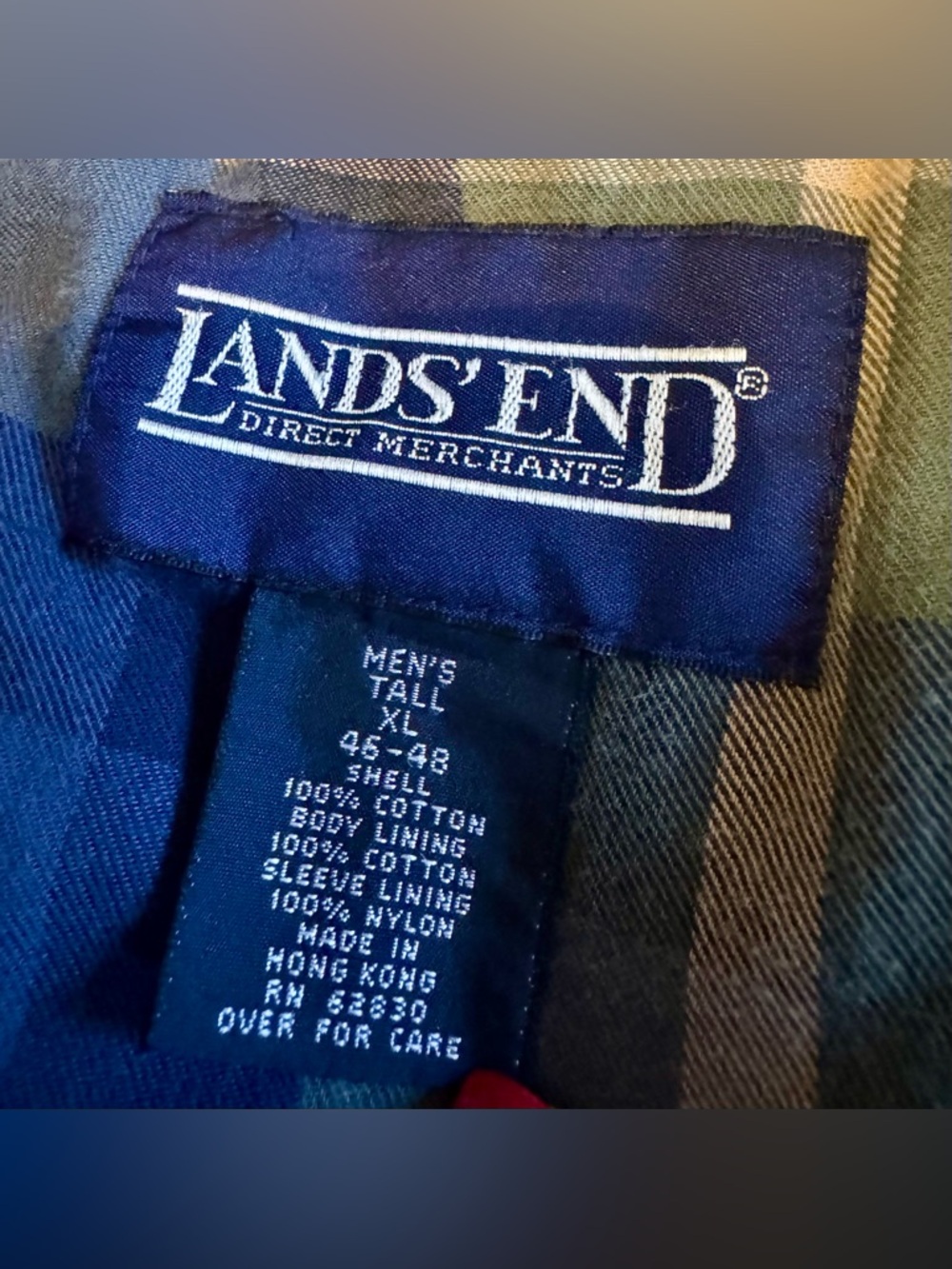 Vintage Lands End Chore Jacket Tan Khaki Fleece Lined Mens Tall XL - Picture 7 of 10